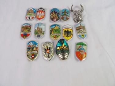 Lot of hiking stick medallions