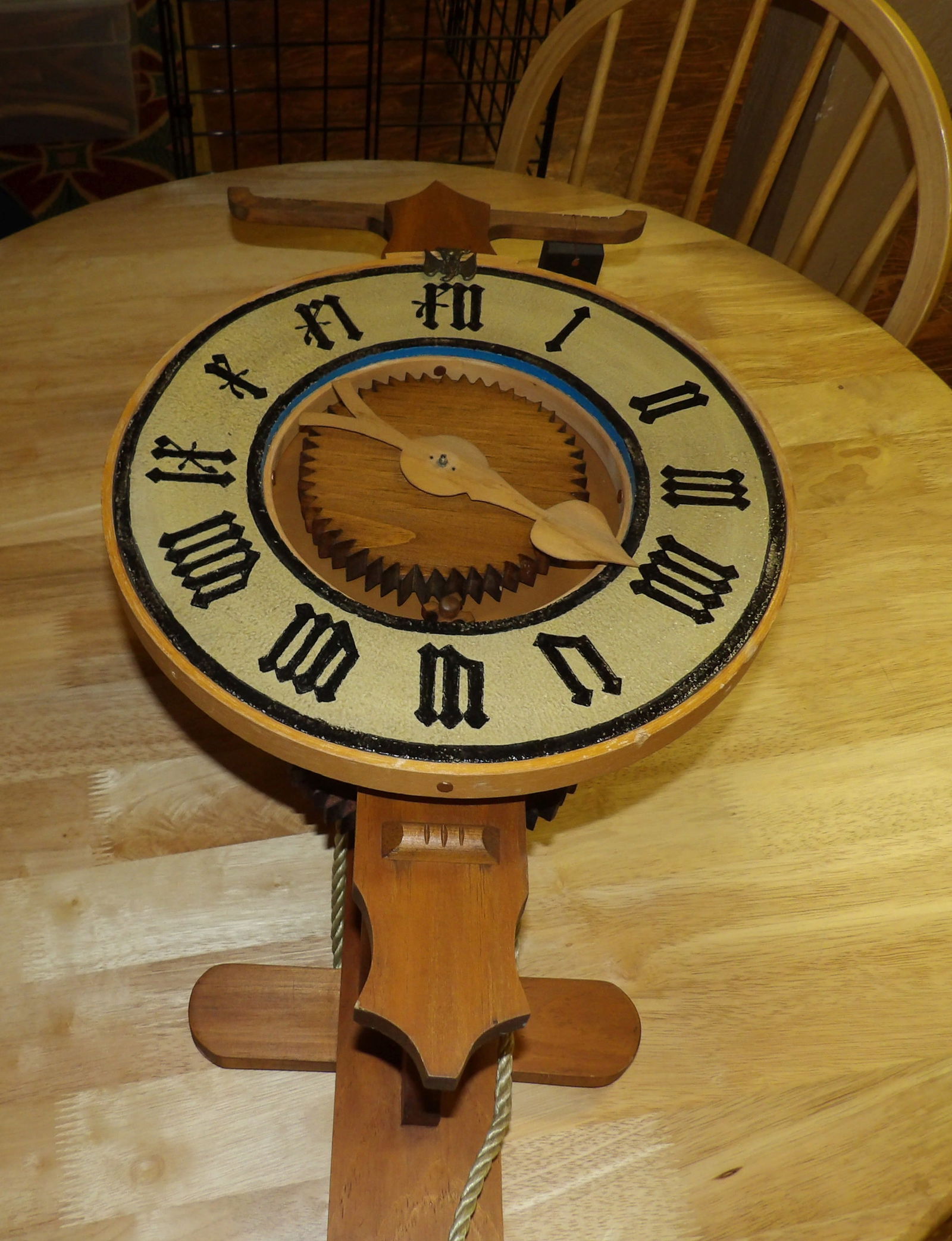 Handmade Wooden Clock: Handmade Wooden Clock made in Stratham, N.H. All measurements approximate. See photos for condition and details. Selling as is from 04281.
