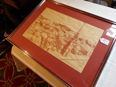 Framed Etching of Church