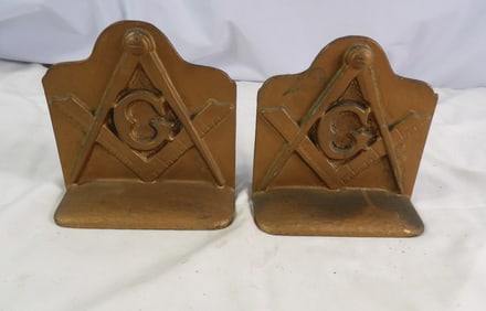 Iron Masonic Bookends