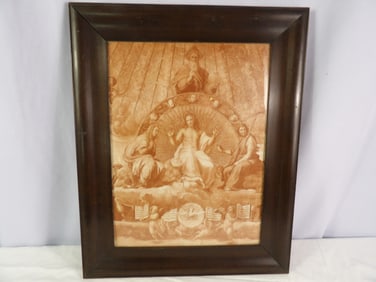 Early Framed Jesus with Angels Print