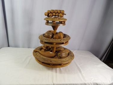 Turntable/Carousal with Wooden Fruit.