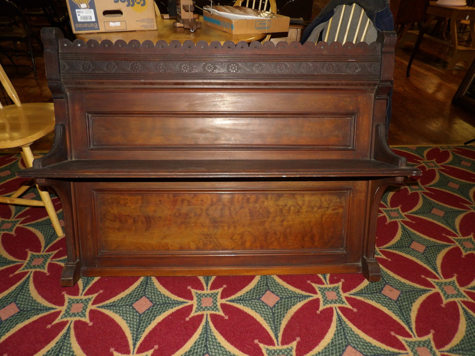 Ornate Wall Shelf: 46" Wide x 36" Tall Ornate Wall Shelf. All measurements approximate. See photos for condition and details. Selling as is from 04281.