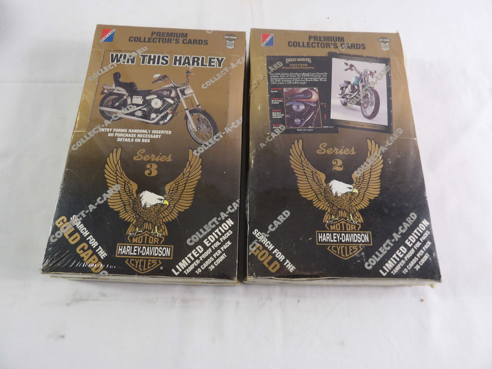2 New Boxes Harley Davidson Premium Collector Cards: 2 New Boxes Harley Davidson Premium Collector Cards- Never Opened. All measurements approximate. See photos for condition and details. Selling as is from 04281.