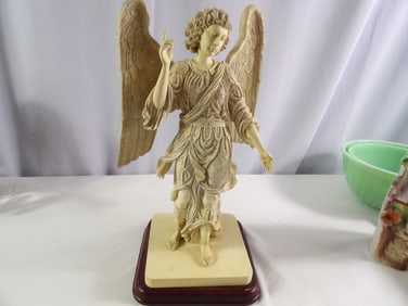 Archangel Raphael Statue on Wood Base