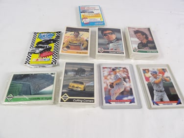 7 Assorted Sets of Racing Cards and 2 Single Baseball Cards