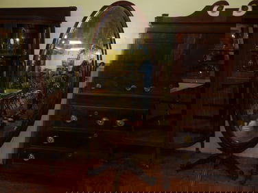 Early Beveled Edge Floor Mirror