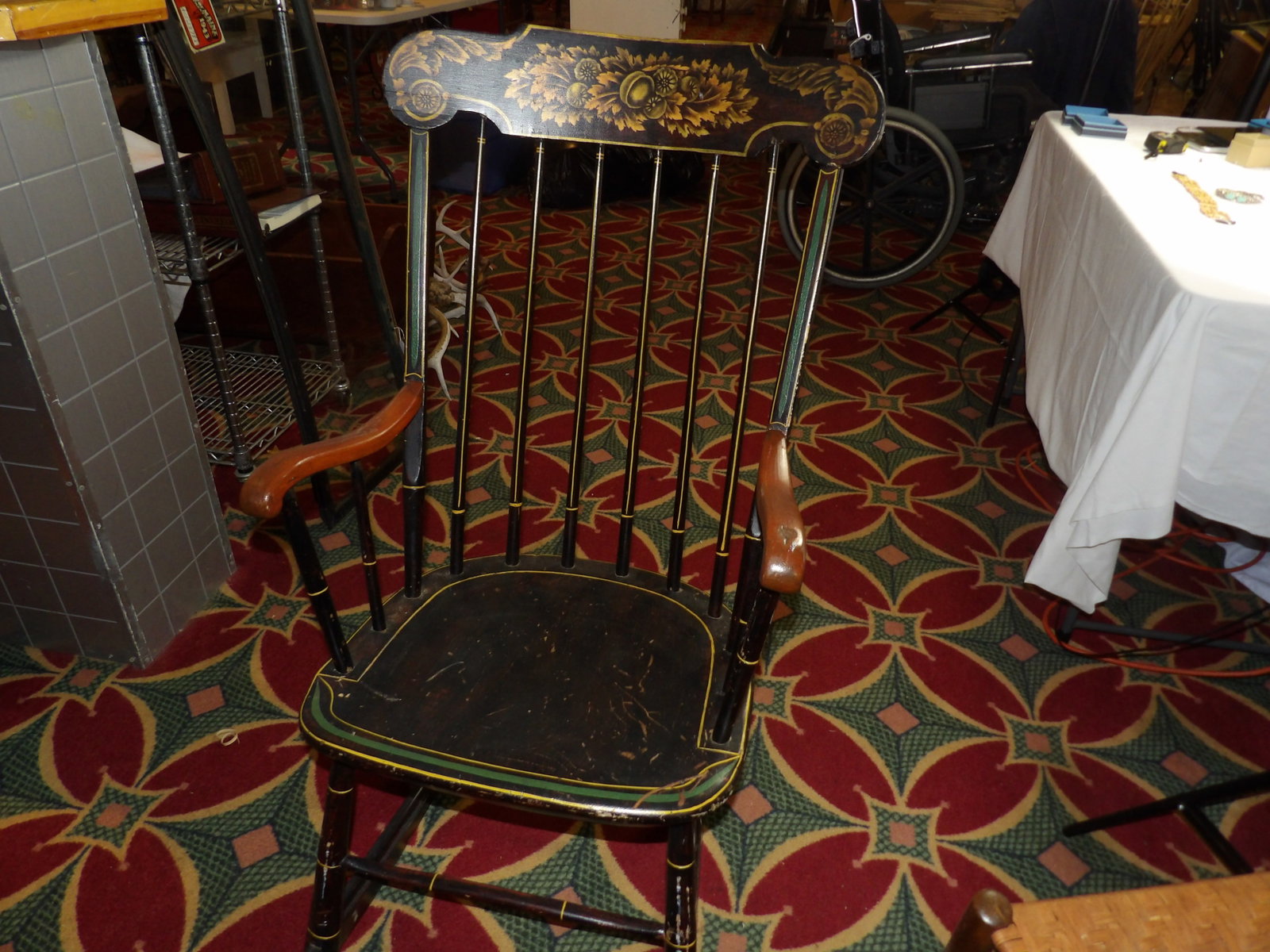 Early Hardwood Rocker: Early Hardwood Rocker. All Measurements approximate. See photos for condition and details. Selling as is from 04281.