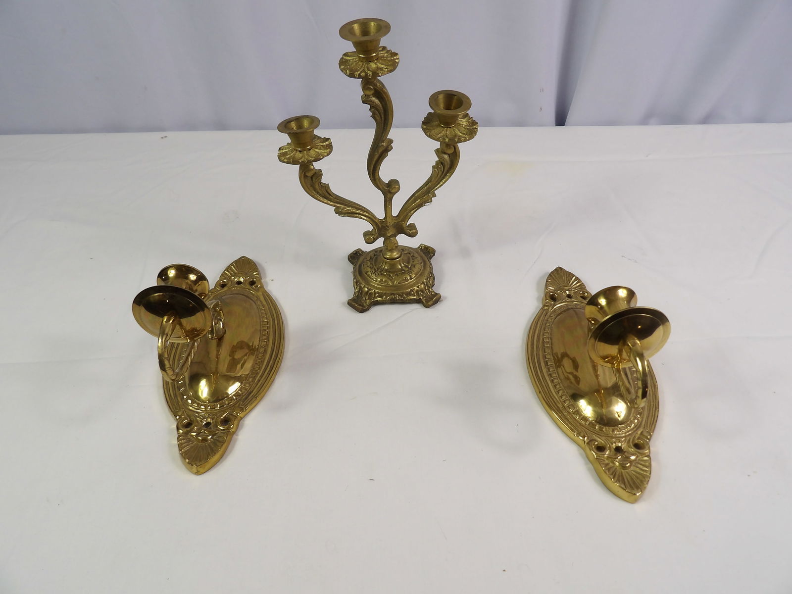 3 Pcs- Brass Candle Holders (1 of 4)