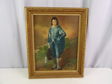 Blue Boy Oil Painting in Gilded Frame