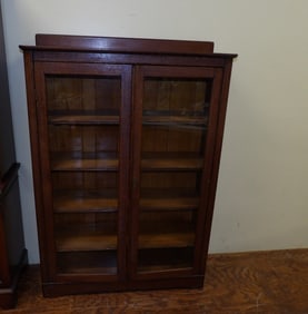 2 Glass Door Oak Display Cabinet