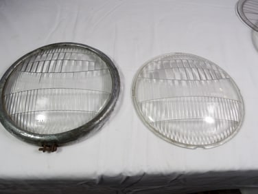 Pair of Bowed Glass Twolite Headlamp Lenses
