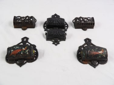 5 Pcs-Early Cast Iron Match Safes