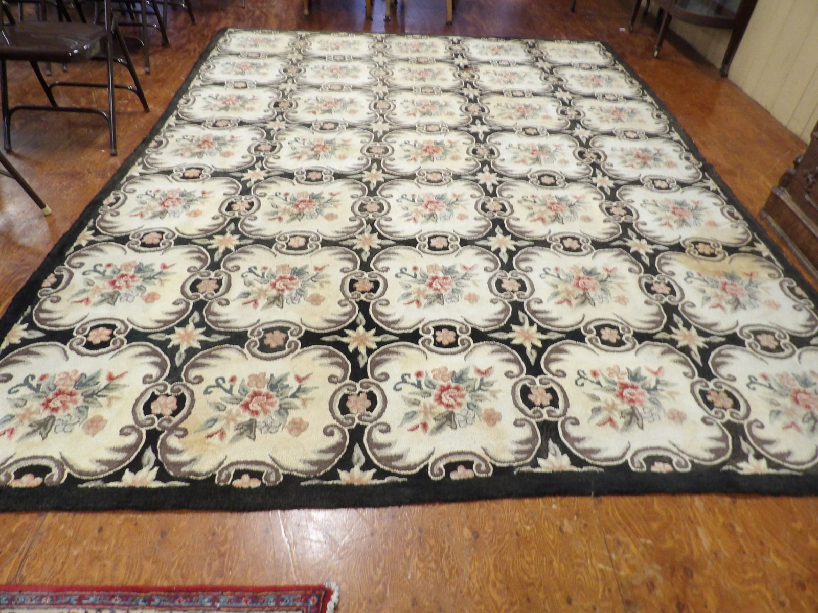 Large Rug: 11'3" x 8'5" Nice Rug. (Has one small hole.) All measurements approximate. Please see photos for condition and details. Selling as is from 04281.
