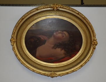 Early Oil Painting in Gilded Frame