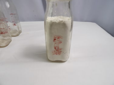 24 Dairy 1/2 Pint Milk Bottles with Wooden Case