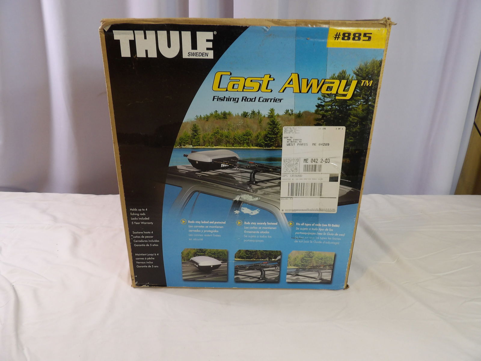 Thule Fishing Rod Carrier: Thule Cast Away Fishing Rod Carrier. All measurements approximate. Please see photos for condition and details. Selling as is from 04281.