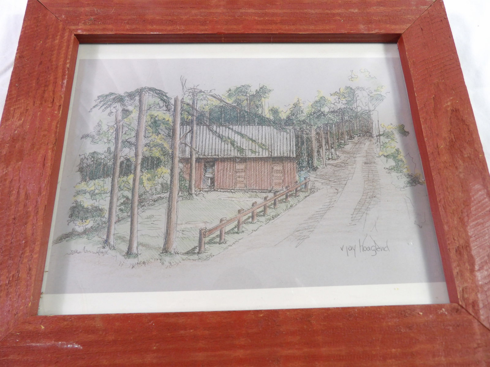 Framed Sketch: V. Jay Hoagland Framed Sketch., 10" x 12". All measurements approximate. Please see photos for condition and details. Selling as is from 04281.