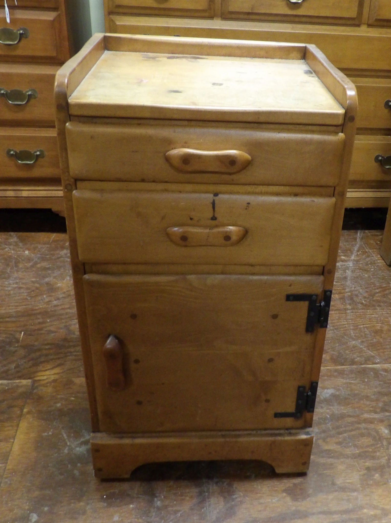 2 Drawer Maple Stand: 2 Drawer Maple Stand. 29" Tall. All measurements approximate. Please see photos for condition and details. Selling as is from 04281.
