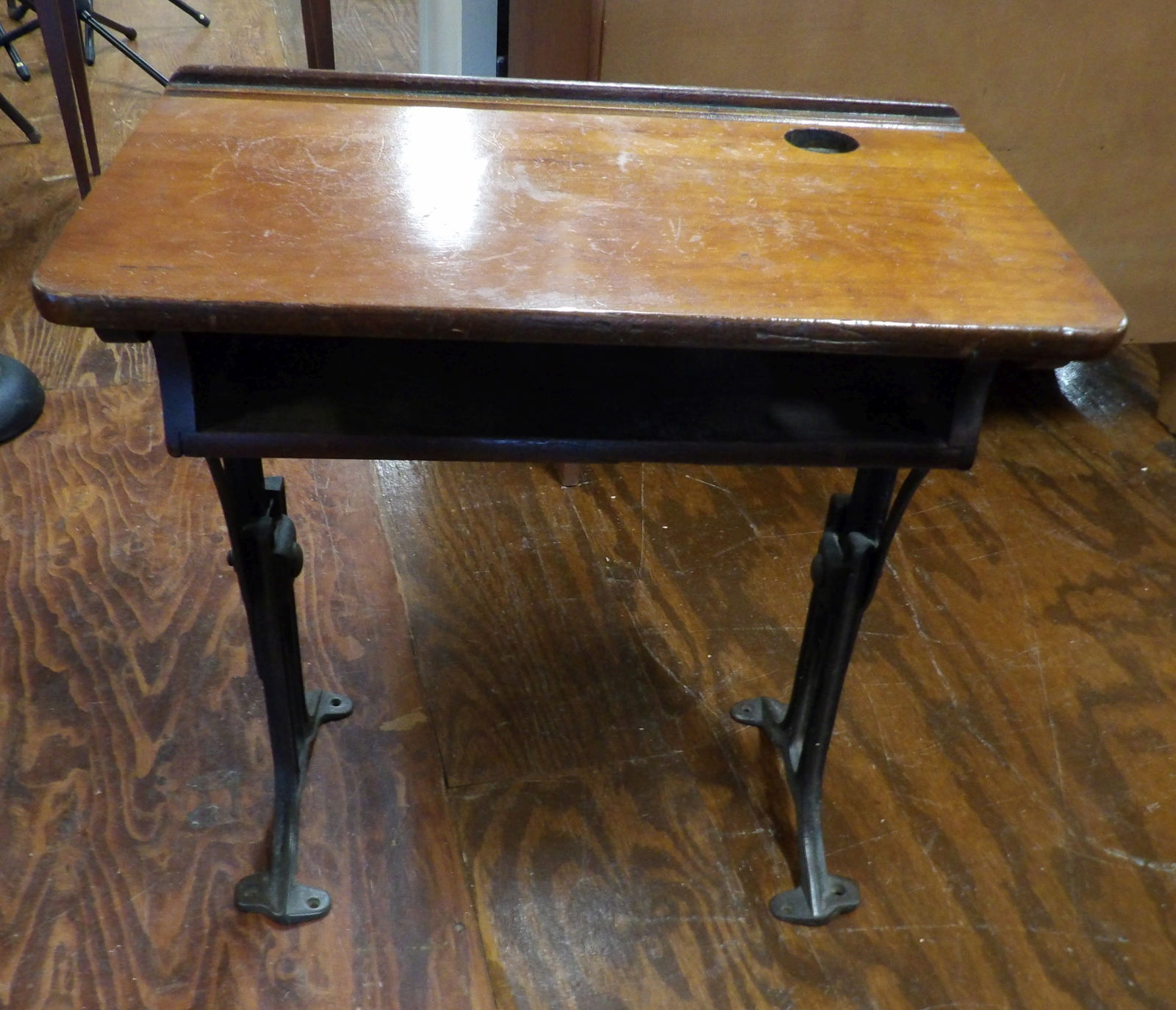 Early School Desk: Early School Desk, 21" Wide X 24" Tall. All measurements approximate. Please see photos for condition and details. Selling as is from 04281.