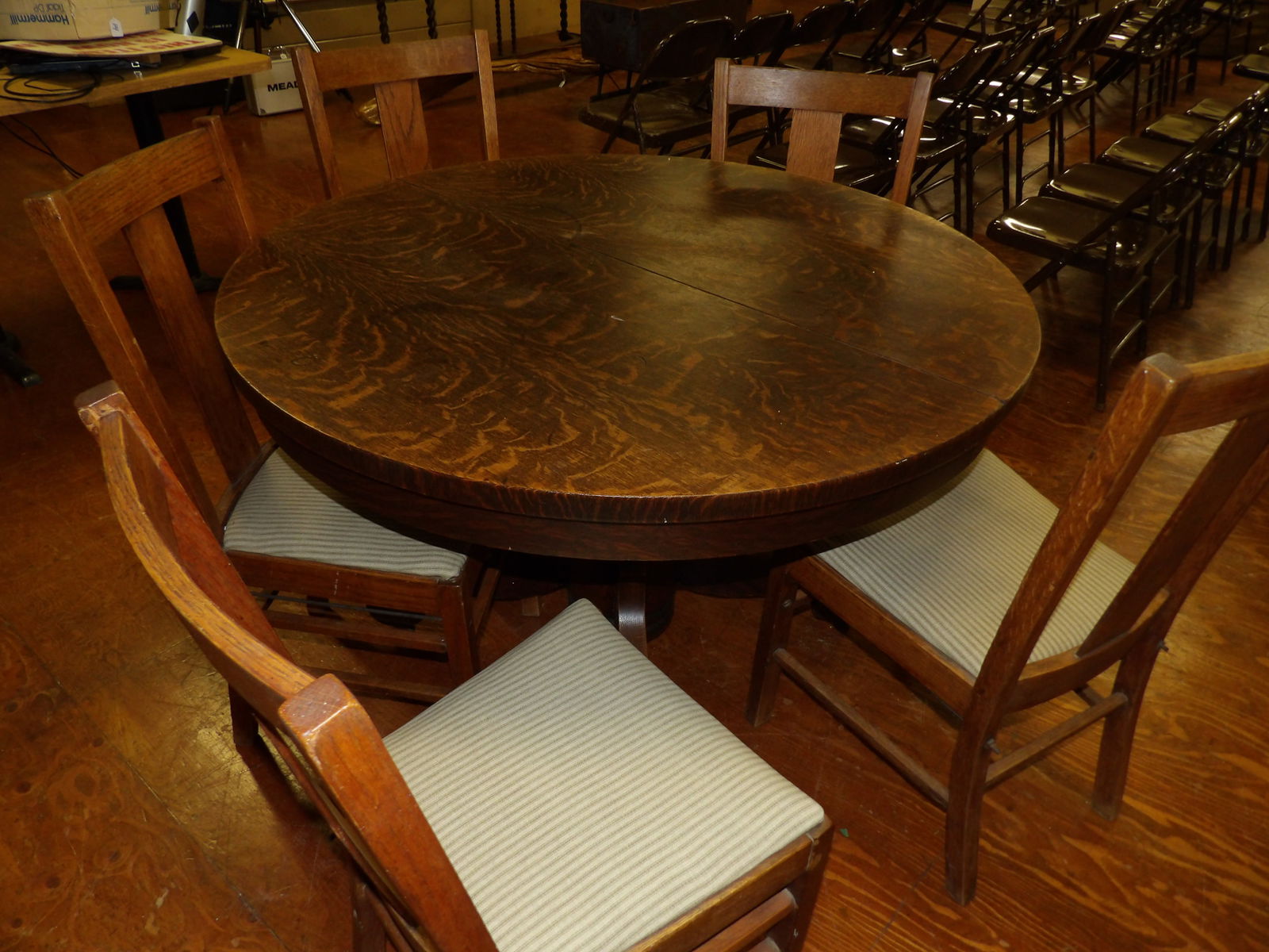 Solid Oak Dining Table with Chairs - 4