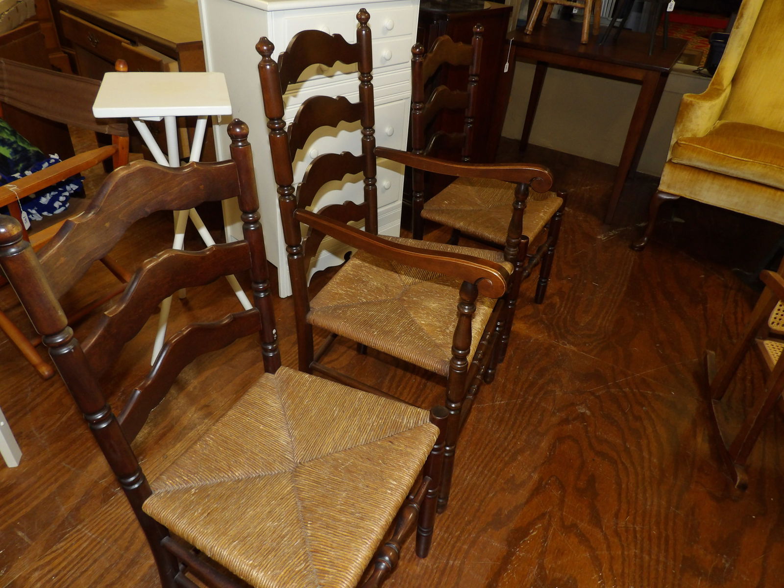 3 Ladder Back Chairs - 4