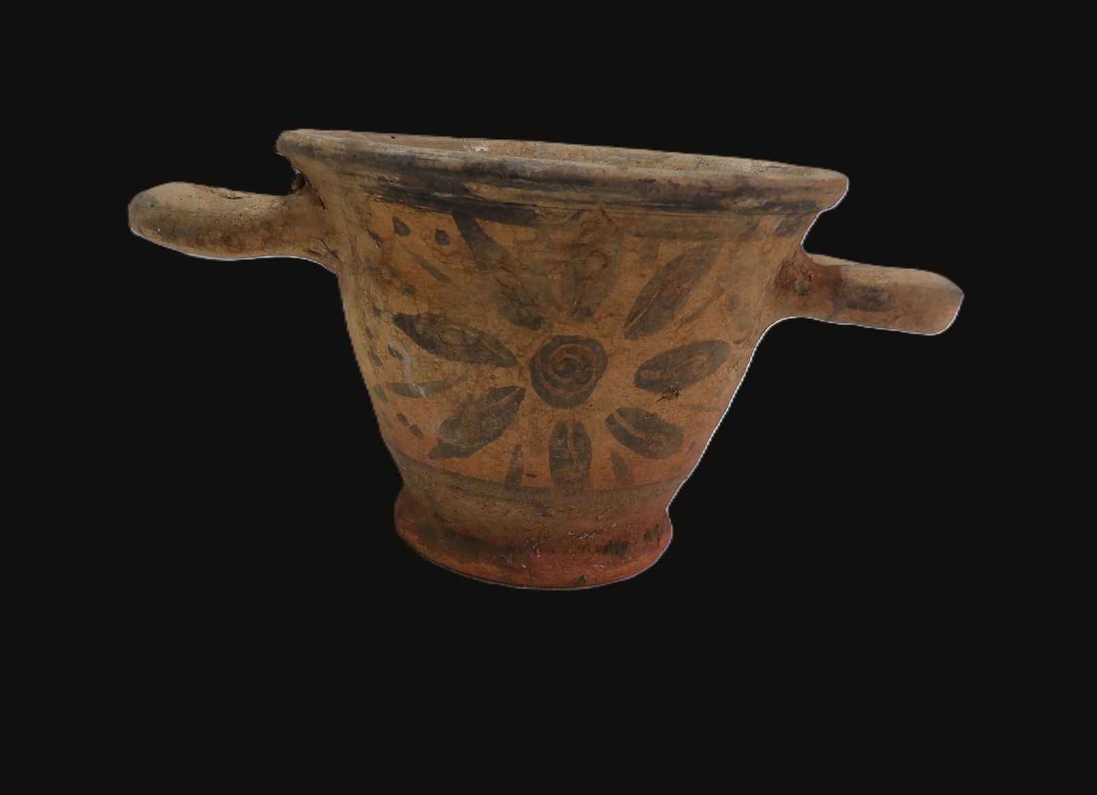 Terracotta Skyphos: Etruscan Terracotta Skyphos with Floral Decoration. Archaic Period 7th - 5th Century B.C. **We are Not Experts in Ancient Pieces. However, the Consignor of this Item is, and has been, a lifelong