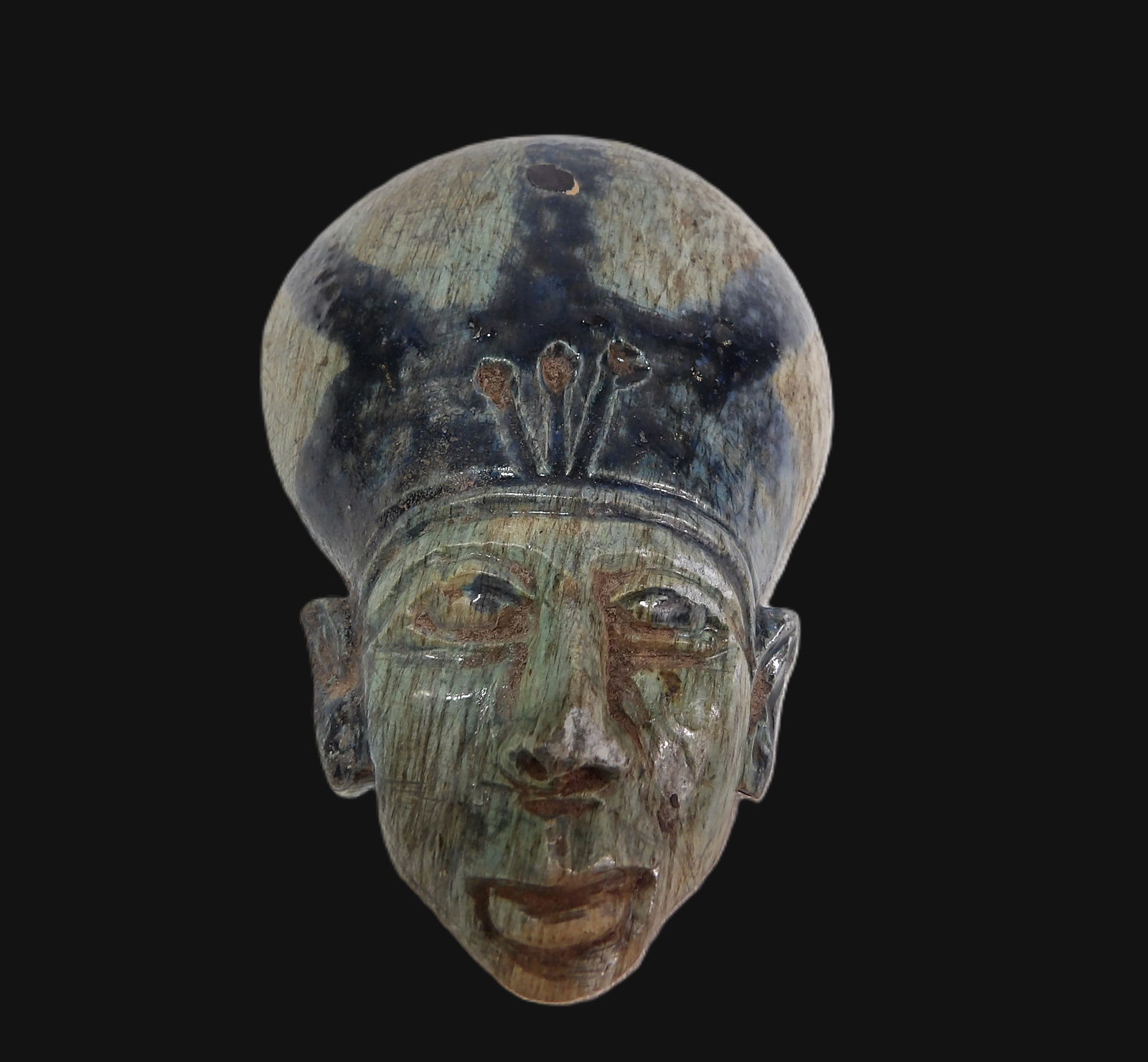Stone Carved Amulet: Egyptian Osiris Head Carved Stone Amulet. Circa 664-332 B.C. **We are Not Experts in Ancient Pieces. However, the Consignor of this Item is, and has been, a lifelong collector of Antiquities. This Ite