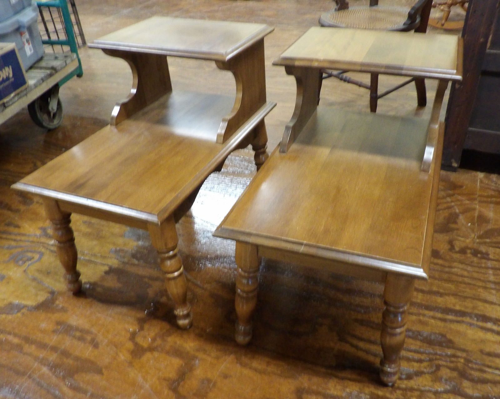 Rock Maple End Tables: Beautiful Set of Rock Maple End Tables. All measurements approximate. Please see photos for condition and details. Selling as is from 04281.