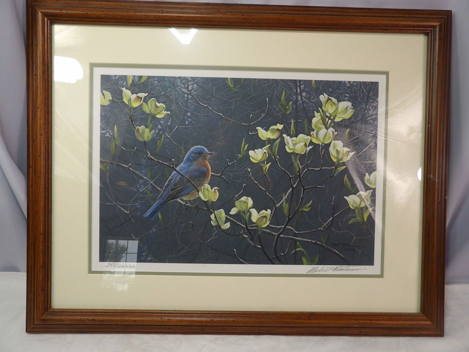 Bateman Limited Edition Print: Robert Bateman "Bluebird and Blossoms" Limited Edition Print, Signed and Numbered. All measurements approximate. Please see photos for condition and details. Selling as is from 04281.