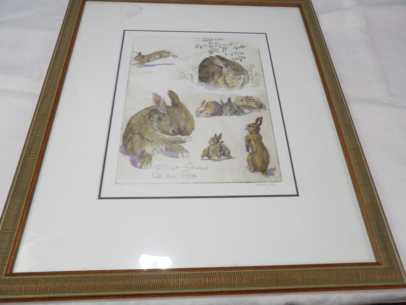 Straley Print: 17" X 19" "Rabbit Studies", 1998, By Straley. All measurements approximate. Please see photos for condition and details. Selling as is from 04281.