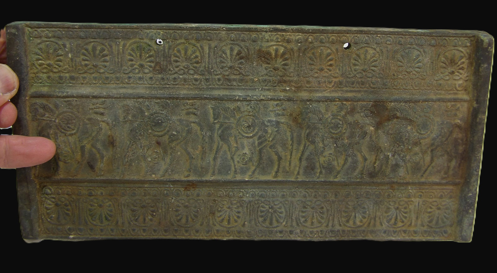 Bronze Plaque of Warriors: Heavy Bronze Plaque of Warriors on Horseback, Approximately 1000 B.C. ***We are Not Experts in Ancient Pieces. However, the Consignor of this Item is, and has been, a lifelong collector of Antiquities