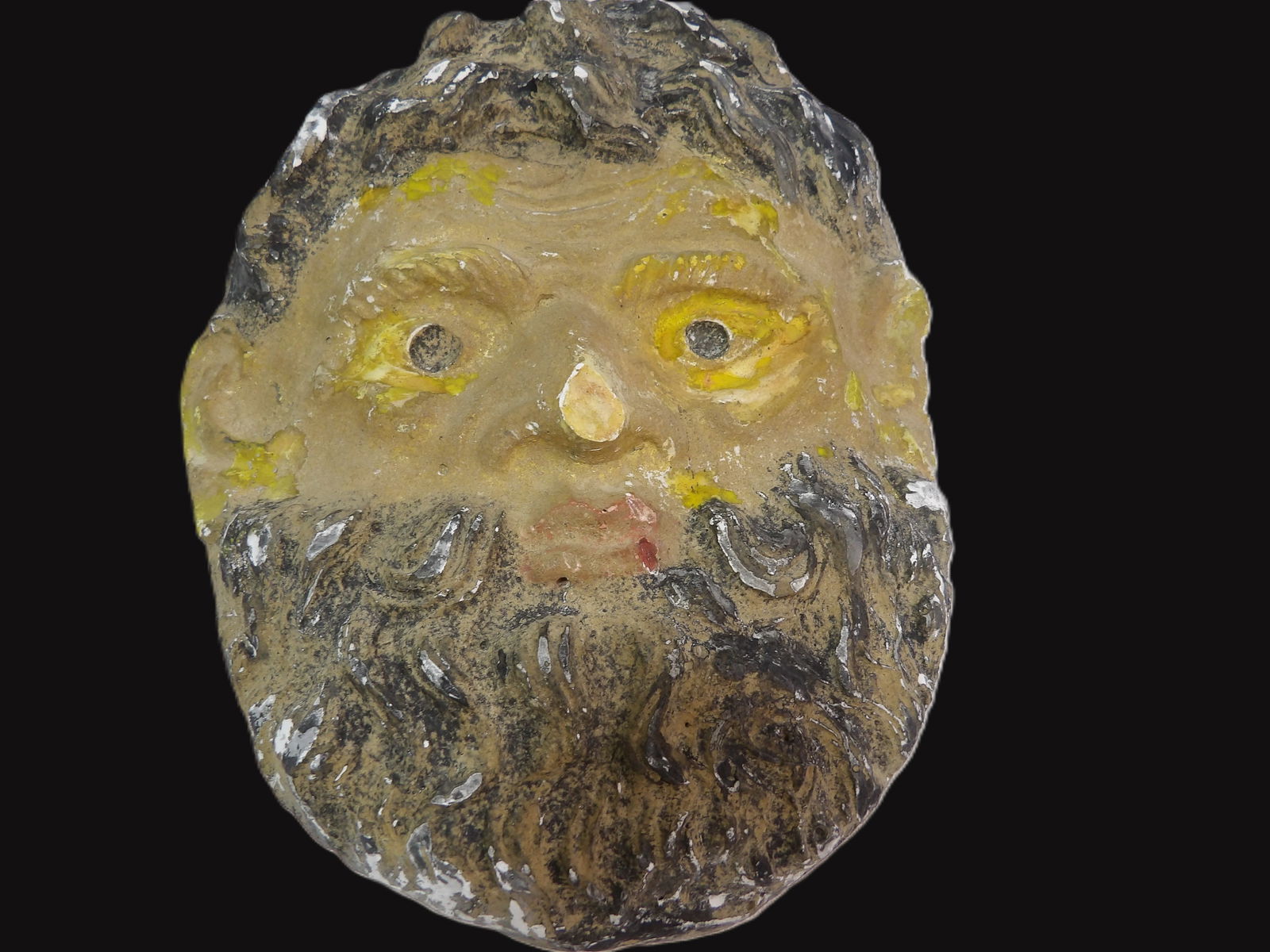 Vintage Mask Fragment: Vintage Bacchus/Dionysus Mask Fragment from a Very Early Theatrical Production. Late 19th Century. All measurements approximate. Please see photos for condition and details. Selling as is from 04281.