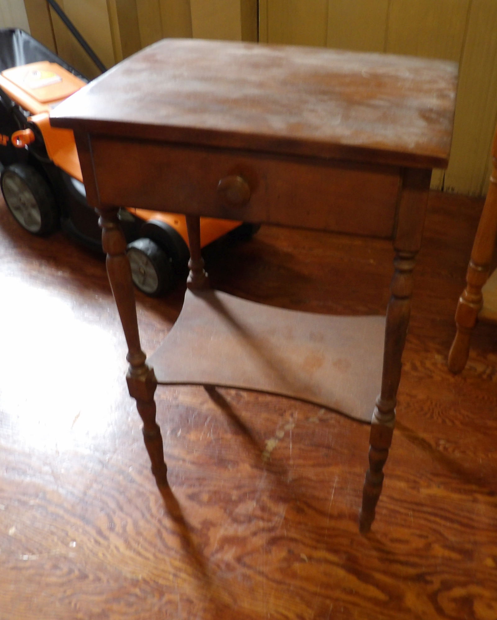 Vintage Side Table: Vintage One-Drawer Side Table. All measurements approximate. Please see photos for condition and details. Selling as is from 04281.