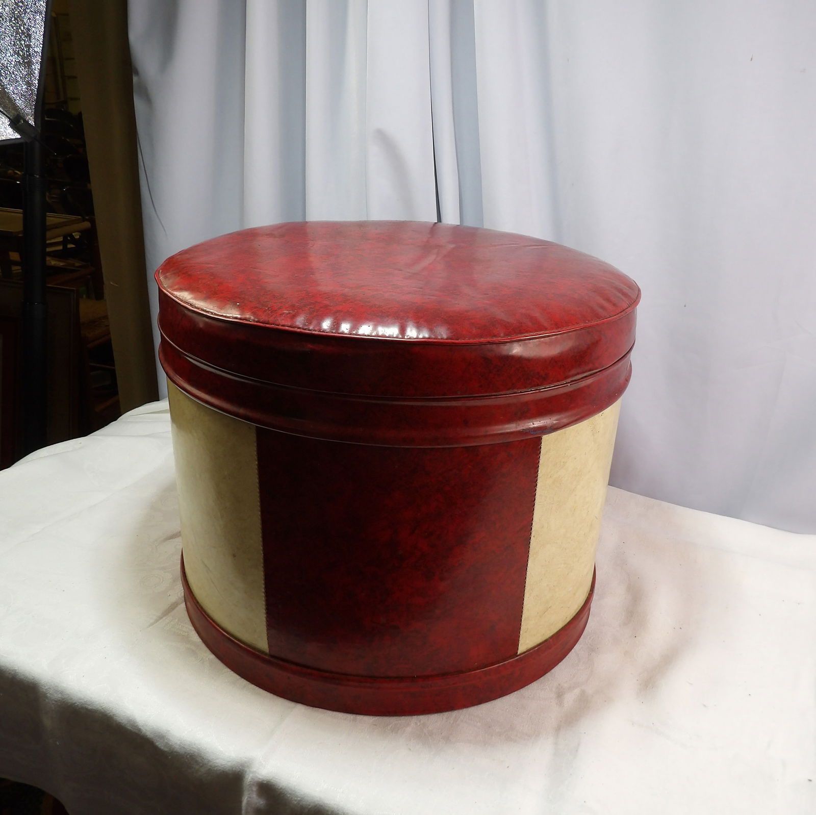 Vintage Hassock: 18" Diamter Vintage Hassock. Excellent Condition. All measurements approximate. Please see photos for condition and details. Selling as is from 04281.