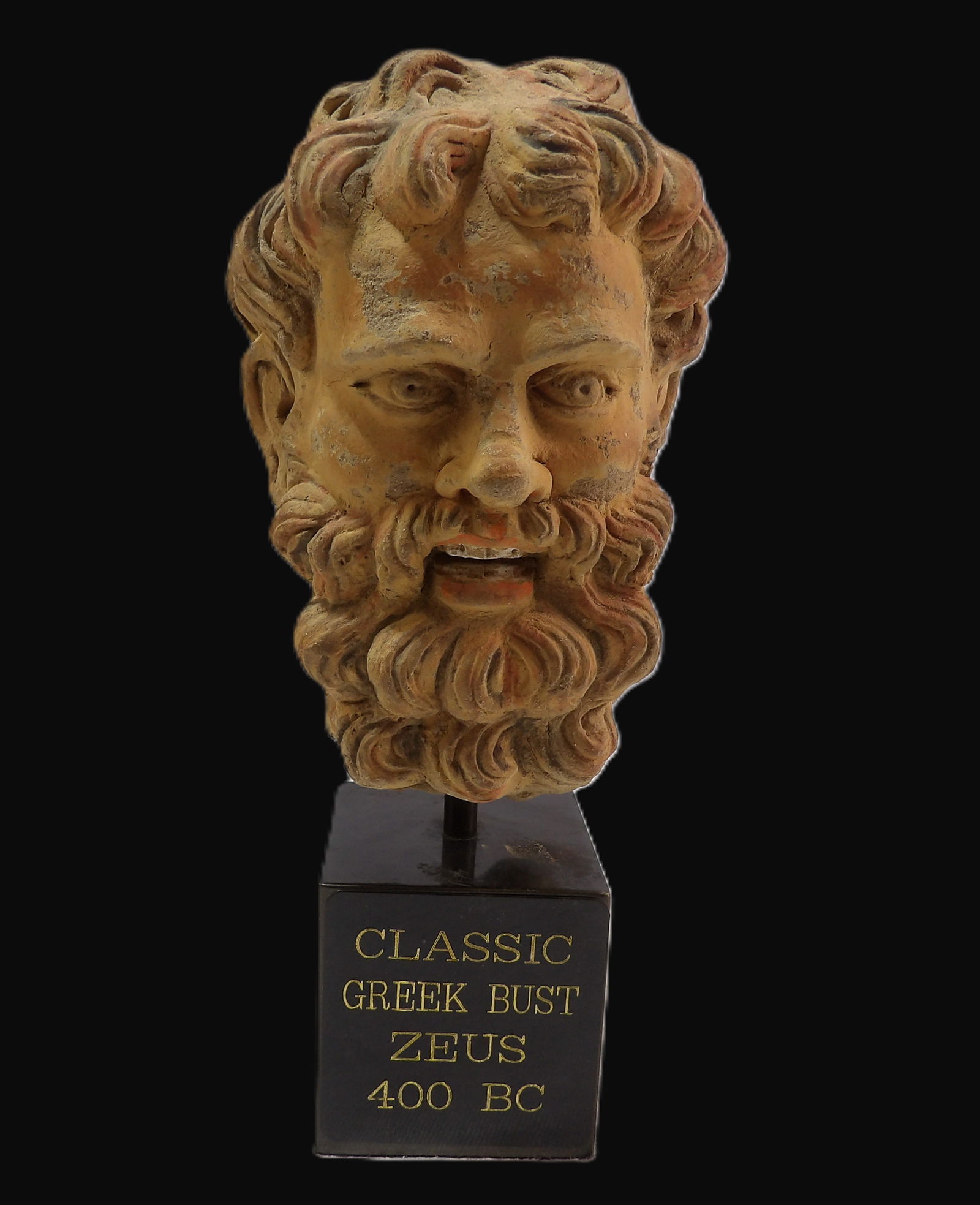 Terracotta Greek Bust: Terracotta Head of Zeus. Greek Bust. 400 B. C. ***We are Not Experts in Ancient Pieces. However, the Consignor of this Item is, and has been, a lifelong collector of Antiquities. This Item has