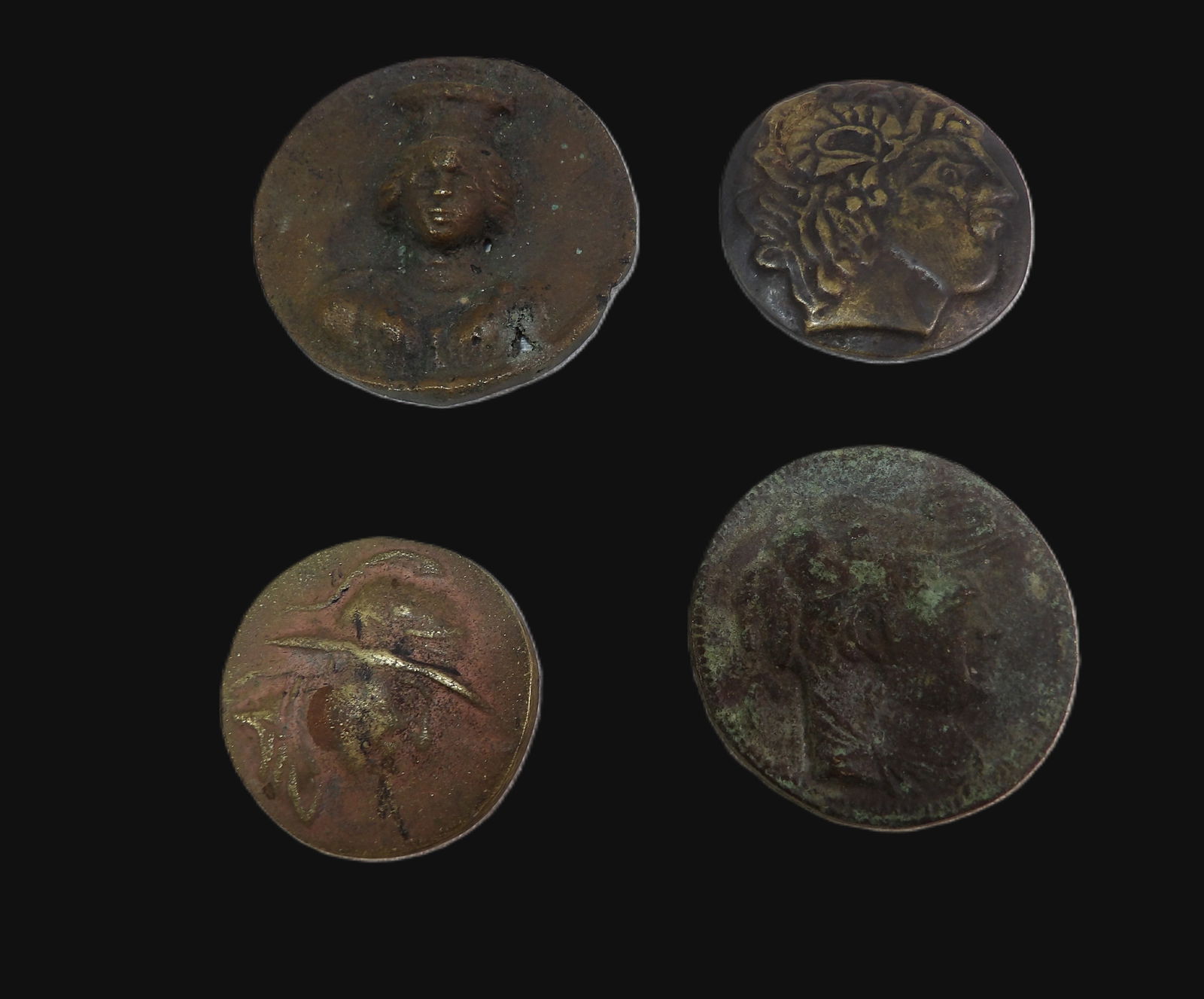 4 PCS Early Roman Coins/Medals: Set of 4 Early Roman Empire Coins/Medals. ***We are Not Experts in Ancient Pieces. However, the Consignor of this Item is, and has been, a lifelong collector of Antiquities. This Item has not been