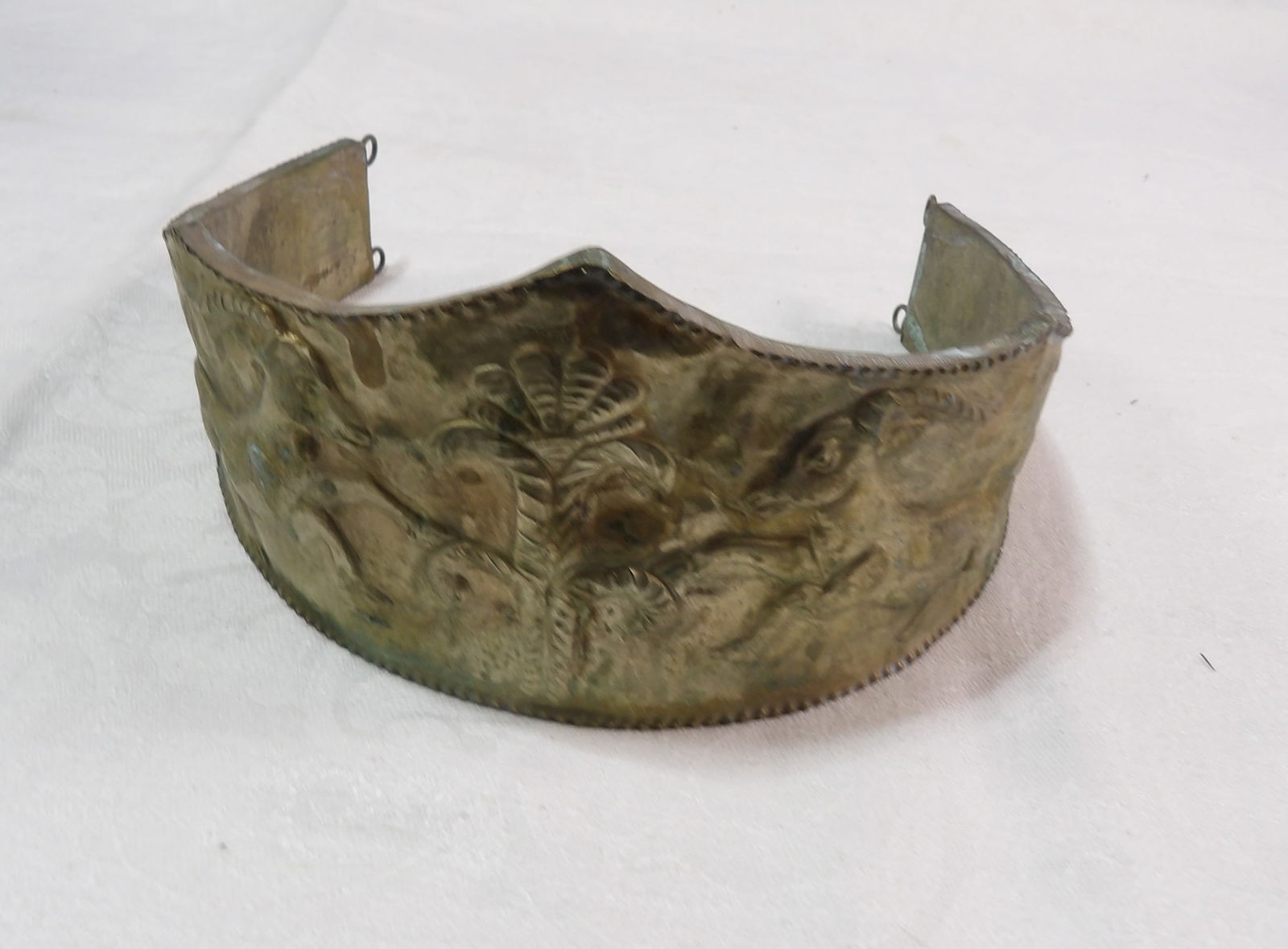 Cauldron Style Panel Crown: Gundestrup Cauldron Style Panel Crown. European Modern. All measurements approximate. Please see photos for condition and details. Selling as is from 04281.