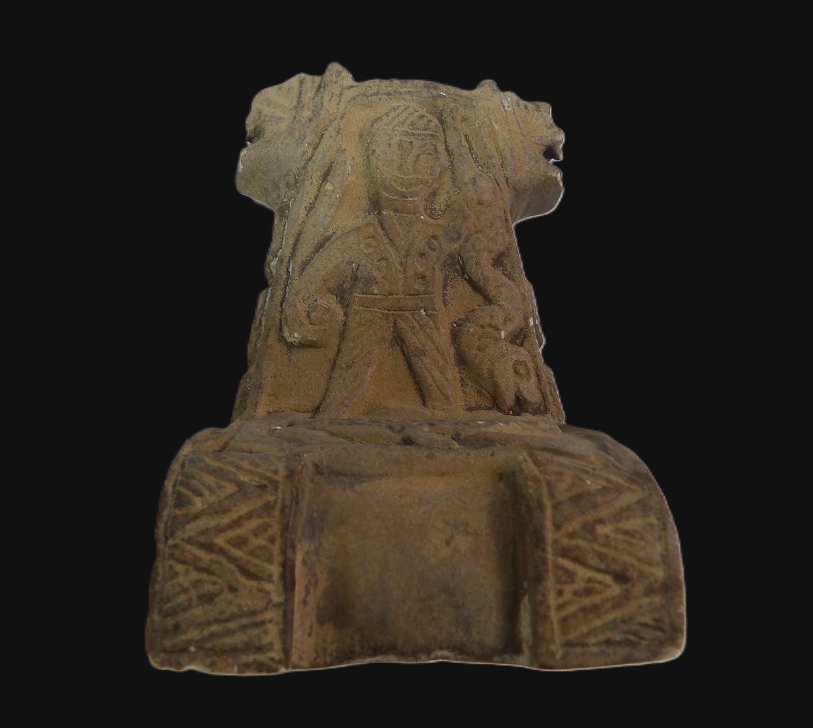 Terracotta Figurine: Igbo Ikenga Terracotta Figure from Nigeria. All measurements approximate. Please see photos for condition and details. Selling as is from 04281.