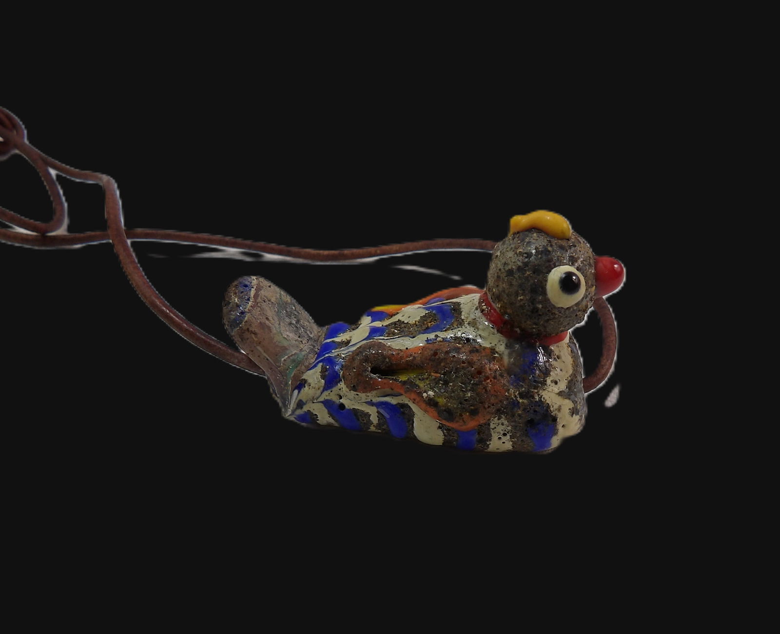 Amulet Necklace: Roman Phoenician Mosaic Glass Bird Amulet Necklace. ***We are Not Experts in Ancient Pieces. However, the Consignor of this Item is, and has been, a lifelong collector of Antiquities. This Item