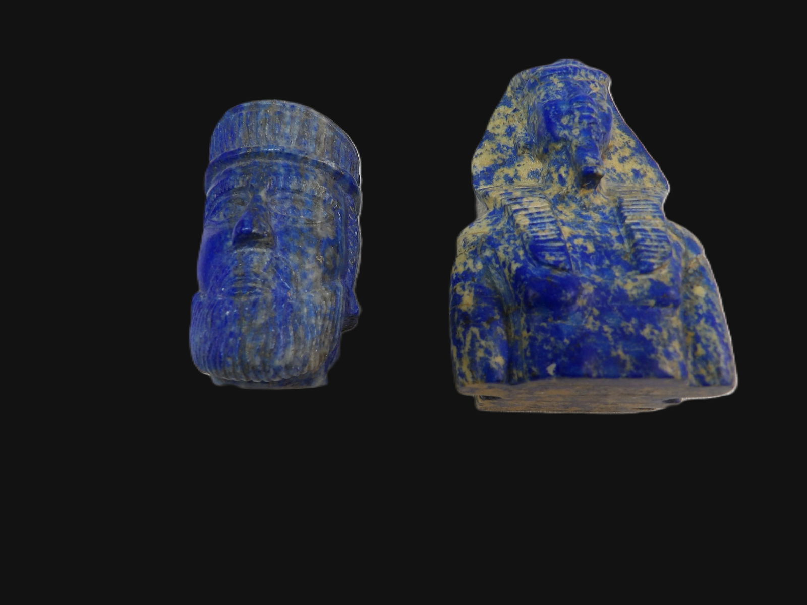 Two Miniature Sculptures: Two Lapis Lazuli Miniature Sculptures. All measurements approximate. Please see photos for condition and details. Selling as is from 04281.