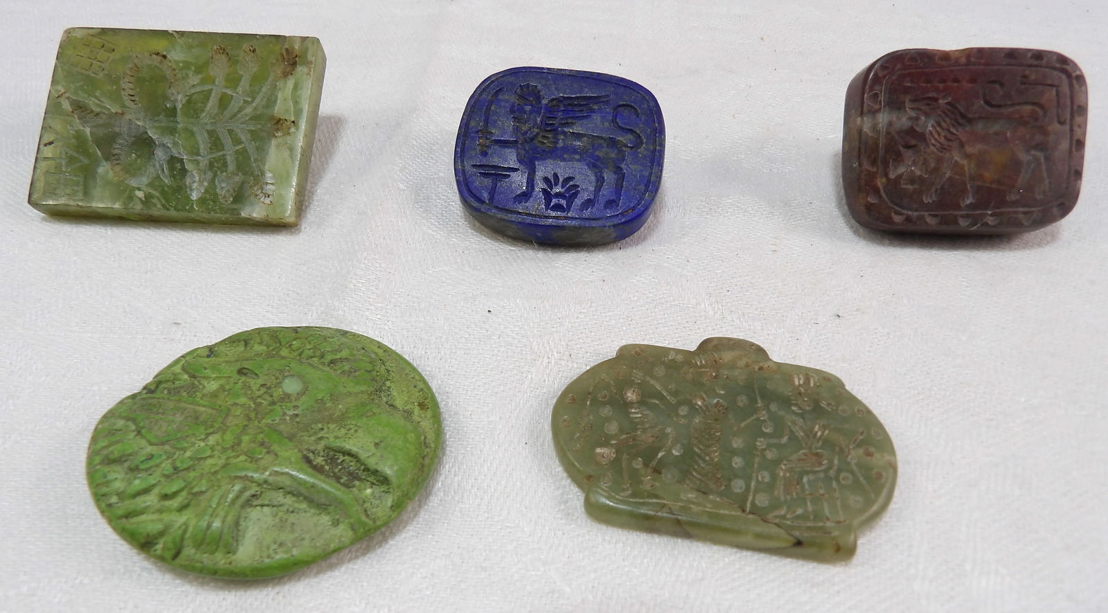 Small Collection of Early Seals and Stamps: Small Collection of Early seals and Stamps. Jade, Lapis, Jasper. Likely Mesopotamia. ***We are Not Experts in Ancient Pieces. However, the Consignor of this Item is, and has been, a lifelong