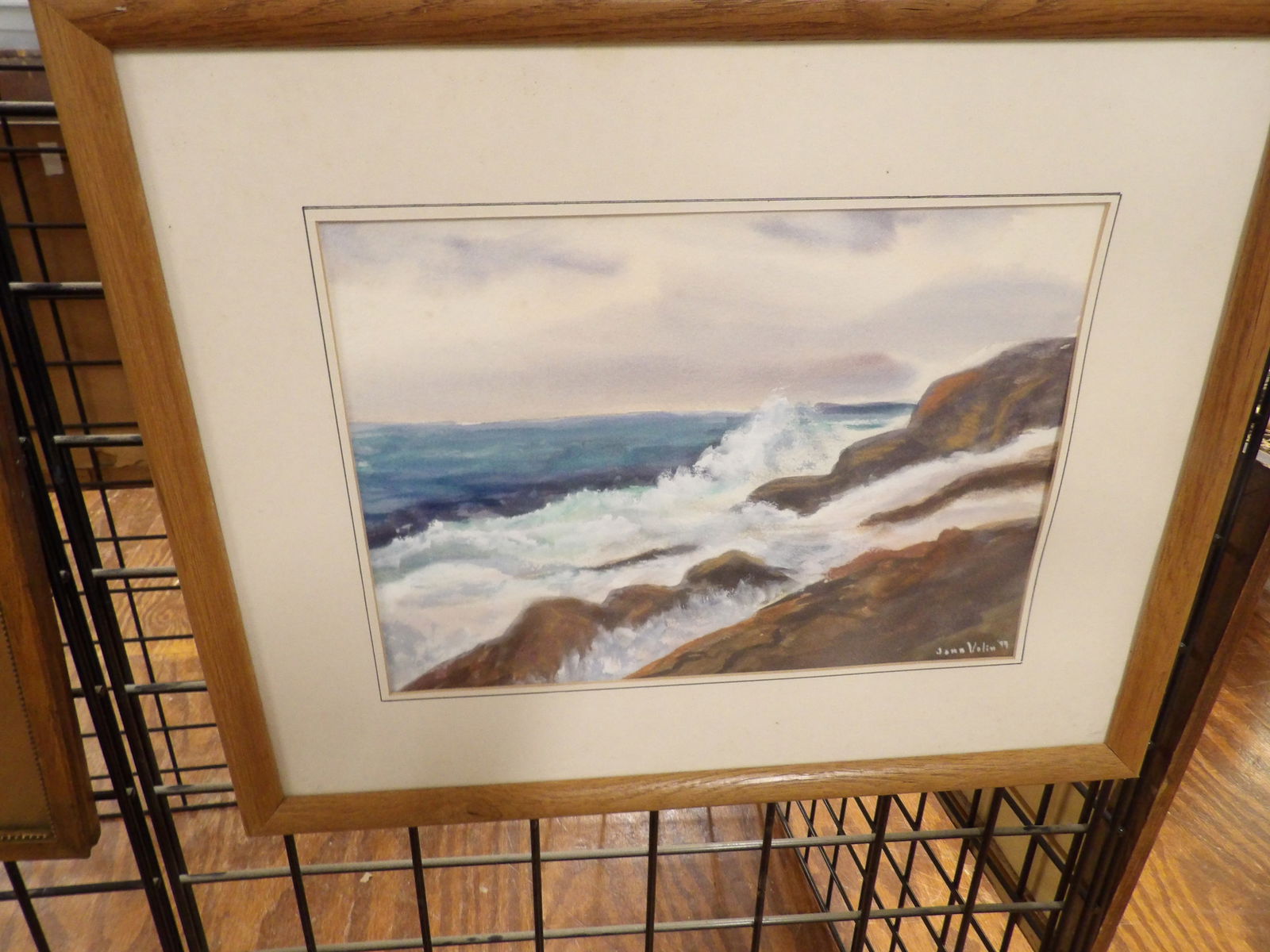 Seascape Picture: Jane Volin Seascape, 17" X 21". All measurements approximate. Please see photos for condition and details. Selling as is from 04281.