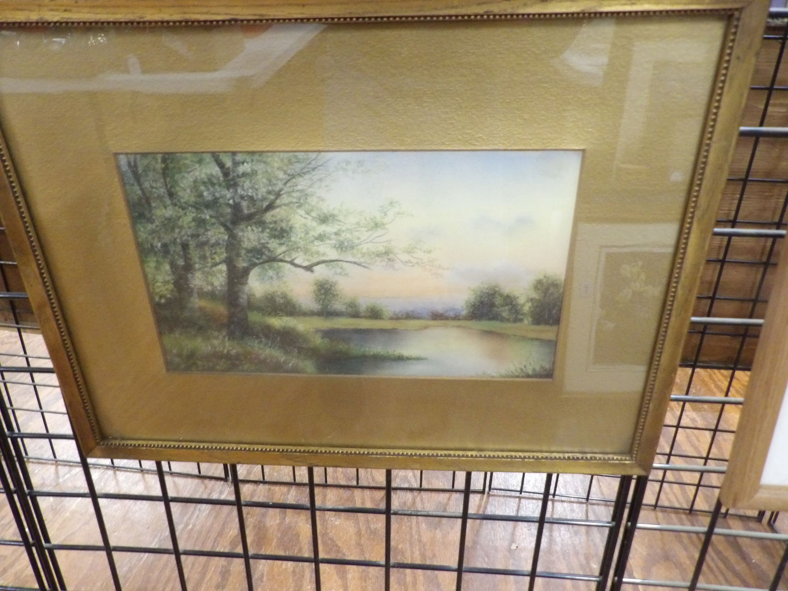 Vintage Landscape Painting: Vintage Landscape Painting, Trees and River. 15" X 20". All measurements approximate. Please see photos for condition and details. Selling as is from 04281.