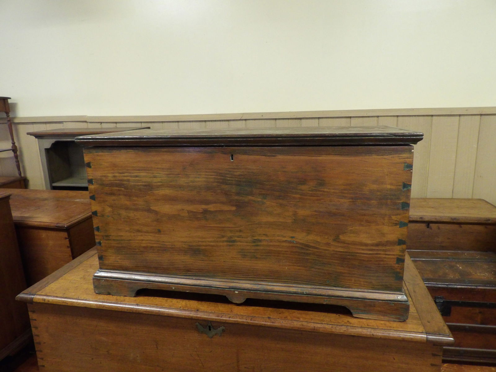 Antique Chest: 37" Wide Antique Chest with Dovetail Corners. All measurements approximate. Please see photos for condition and details. Selling as is from 04281.