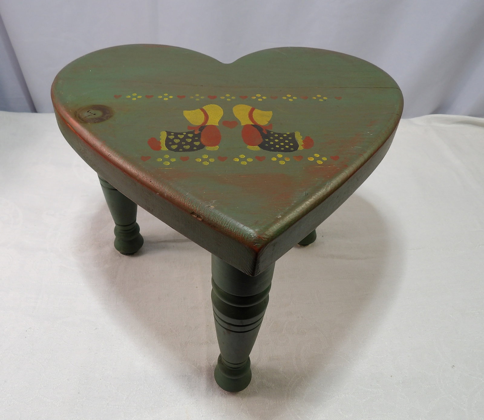 Vintage Wooden Stool: Vintage Hand Painted Wooden Stool. All measurements approximate. Please see photos for condition and details. Selling as is from 04281.