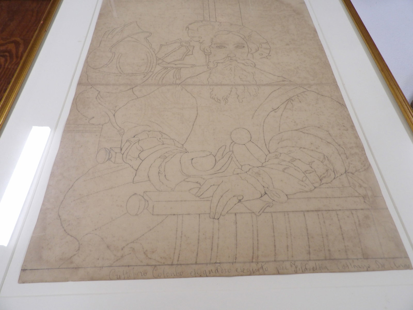"Christoforo Colombo" Drawing: Drawing of Colombus. All measurements approximate. Please see photos for condition and details. Selling as is from 04281.