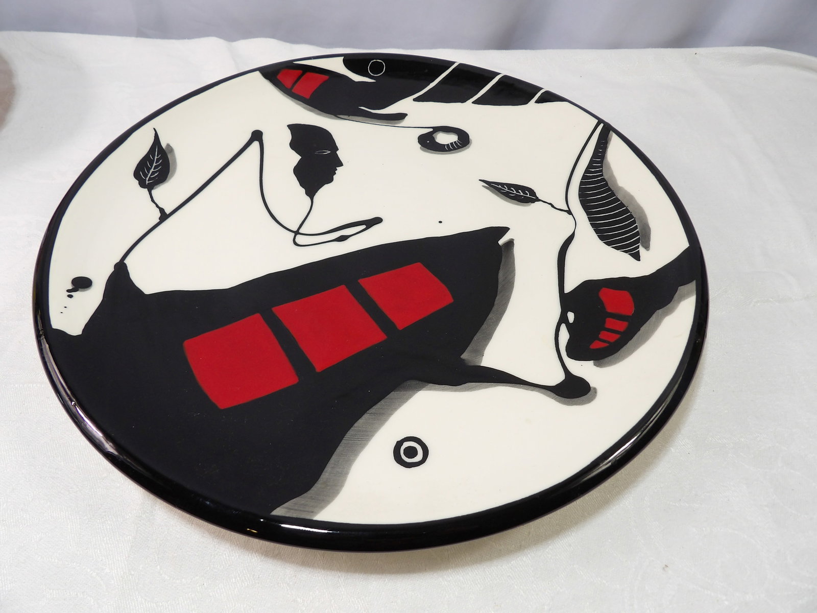 Ceramic Decorative Plate: Hand Painted Ceramic Decorative Plate, 15 1/2" Diameter. All measurements approximate. Please see photos for condition and details. Selling as is from 04281.