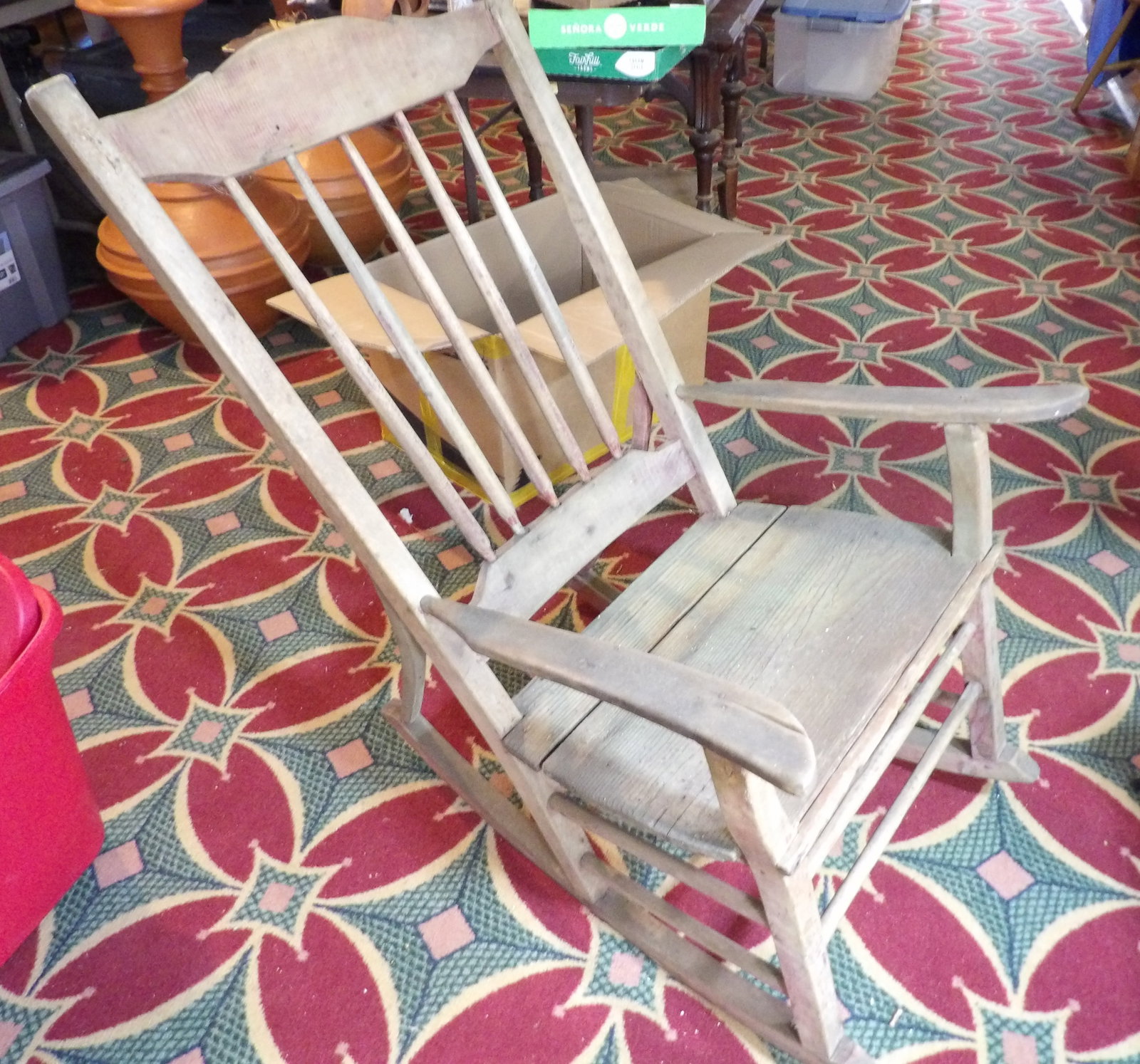 Rocking Chair: Early Wooden Rocking Chair. All measurements approximate. Please see photos for condition and details. Selling as is from 04281.