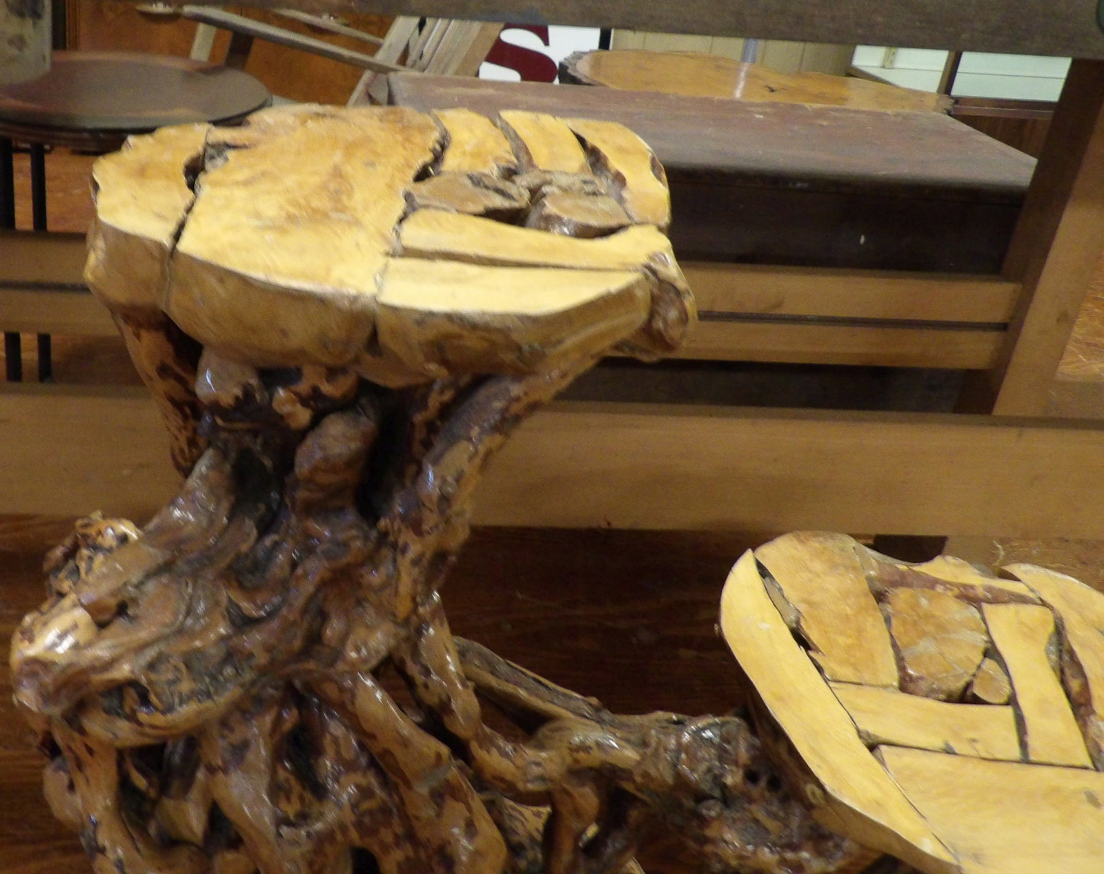 Natural Two Tiered Side Table - 2